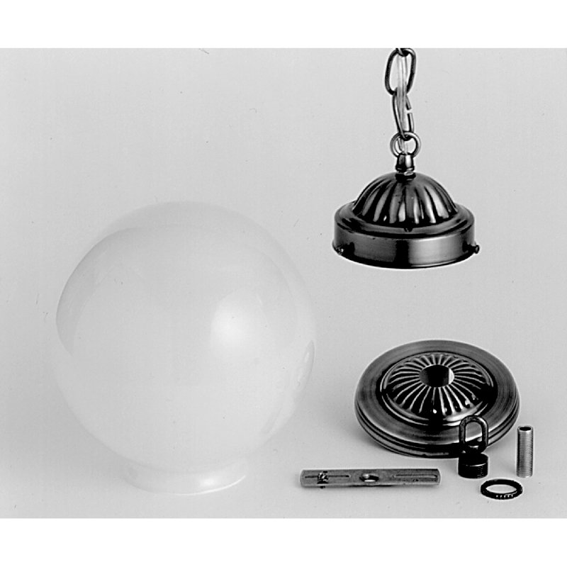 Ensemble de luminaire suspendu traditionnel de 8 po de large avec quincaillerie globe blanc