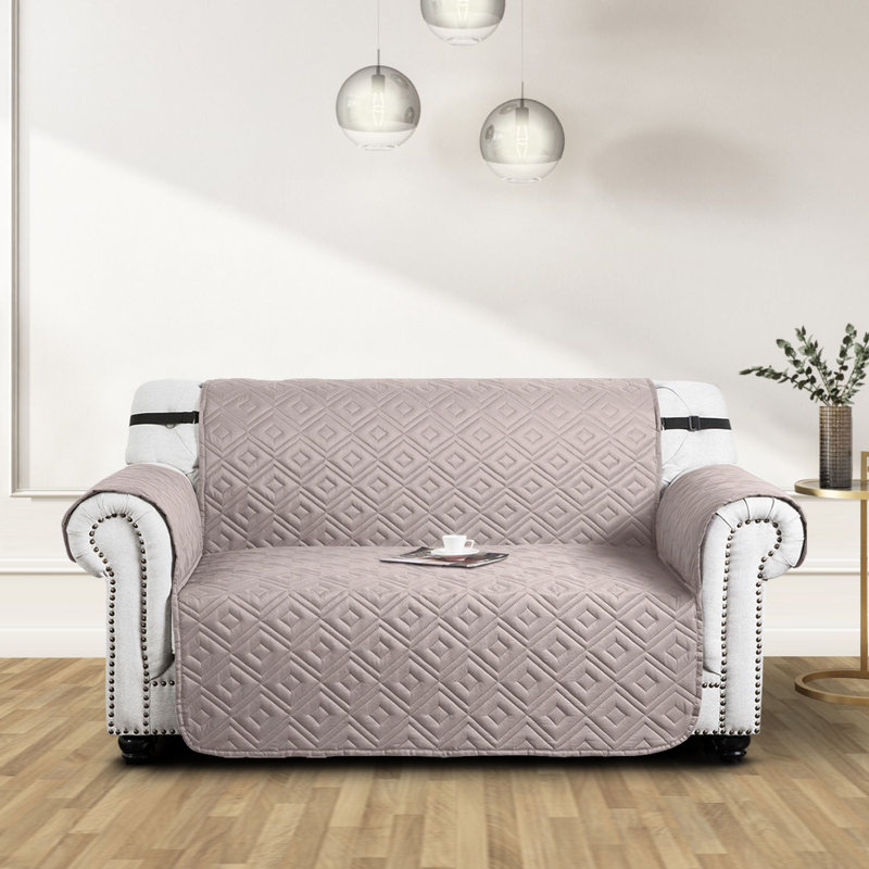 Box Cushion Sofa Slipcover, Beige, 179cm H x 224cm W