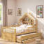 Lit maison avec lit gigogne, tablettes de tête de lit et tiroirs de rangement-354876134-354876129