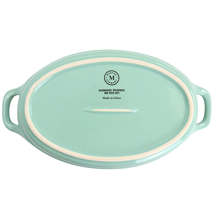 MARTHA STEWART 2-Piece Mint Dual-Tone Stoneware Baker Bakeware Set  985118782M - The Home Depot