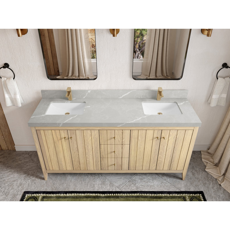 Chêne d'Atlanta 72 po X P 22 po D Meuble-lavabo double avec 2 po ,  Gris perle