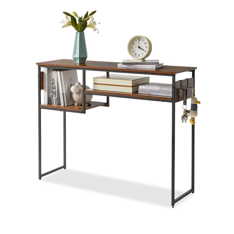 Walnut Solid Wood Rectangular Console Table, 29.53" H x 39.37" W x 11.81" D