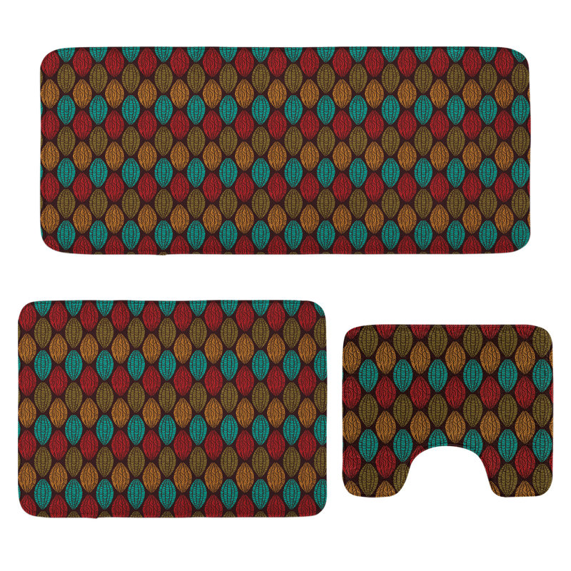  Multicolore ensemble de tapis en forme de U et rectangulaires Earth Tones