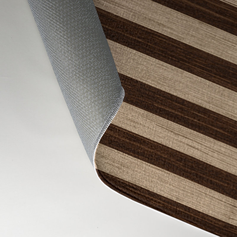 Tapis intérieur / extérieur brun HorizontalStripes, Rectangulaire 3 pi x 5 pi