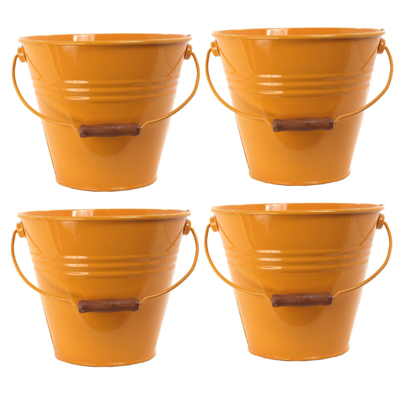 Handmade Metal Pot Planter, Yellow, 4