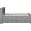 Lit simple avec rangement pour tête de lit et lit gigogne en bois massif gris pour une chambre à coucher confortable, plateforme de rangement à 3 tiroirs-22359756
