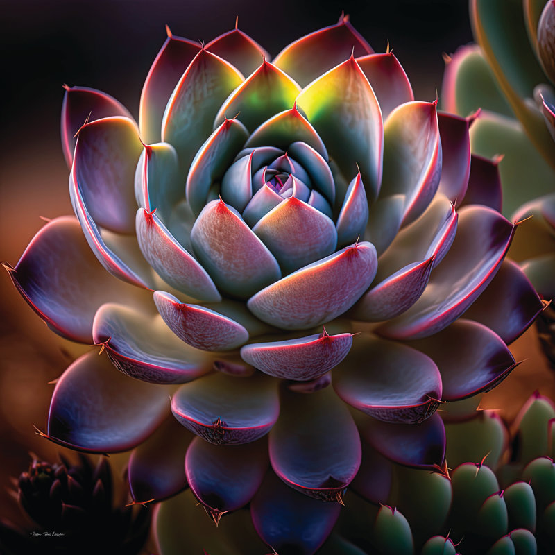 «Succulent Sunset II On Canvas» par Seven Trees, H 30 po x l 30 po x P 1,25 po