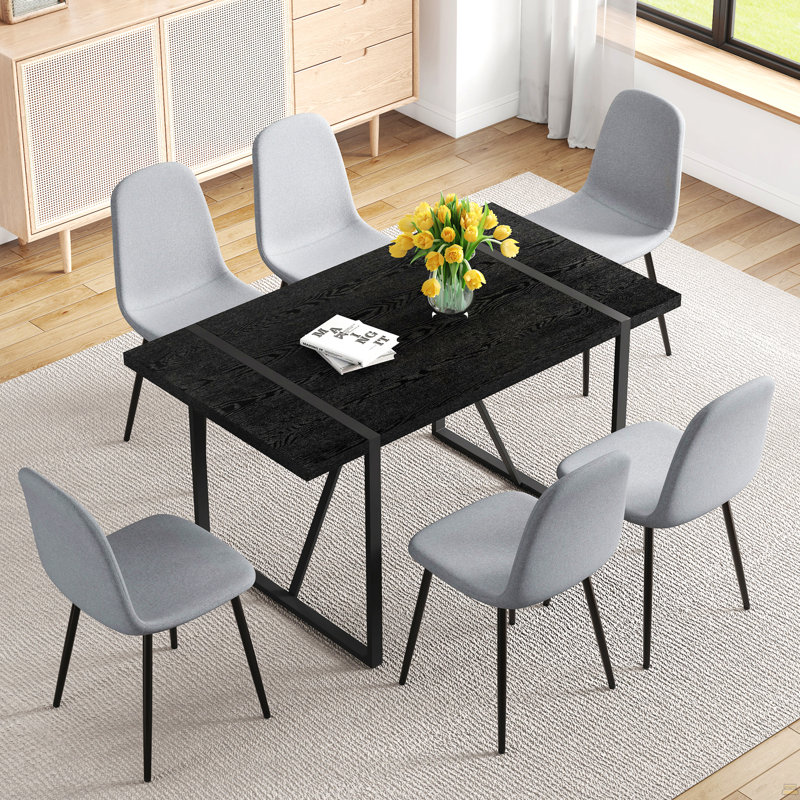 Ensemble de table et chaises, 7 pièces : table, 6 chaises