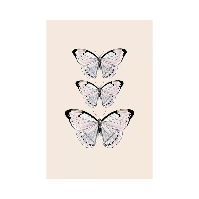 Papillion Beige 1 Piece Wrapped Canvas Painting, 20.32 cm H x 30.48 cm W