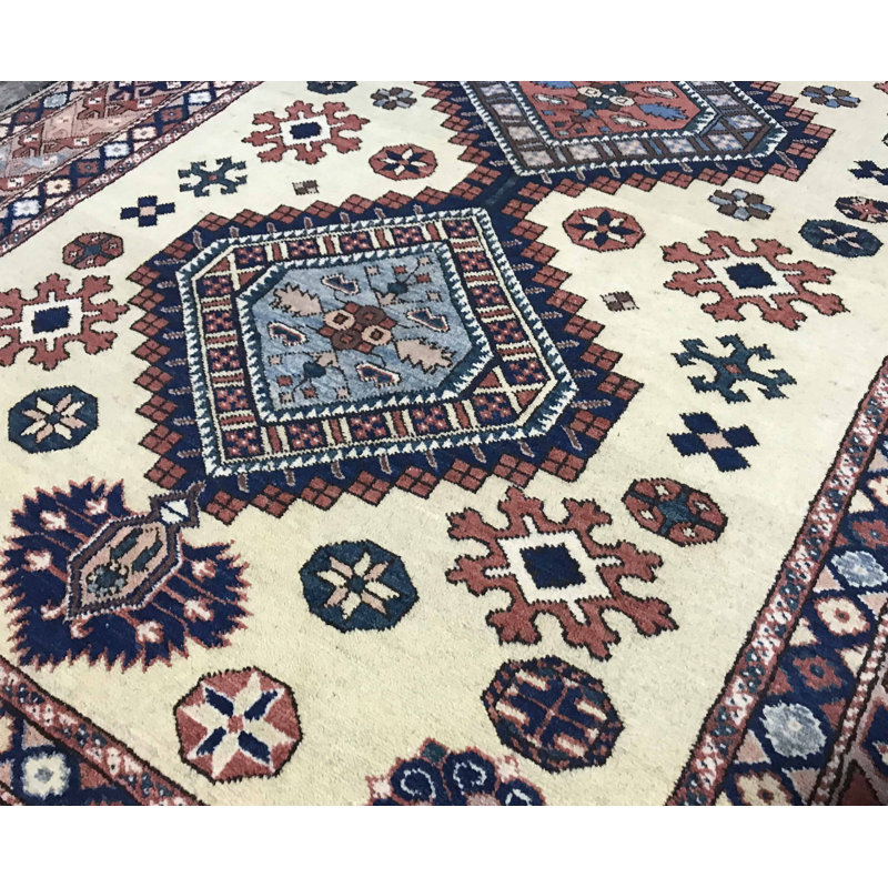 Tapis orange et beige noué à la main de haute qualité