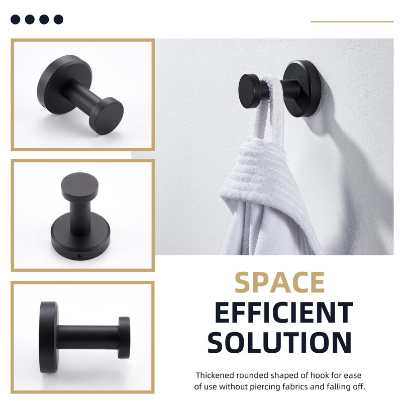 Black and Gold Stainless Steel Wall Mounted Robe Hook