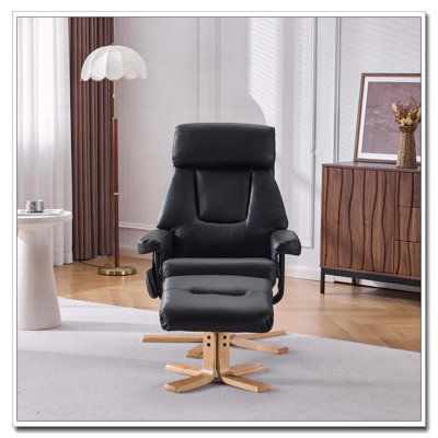 Fauteuil d'appoint rembourré chauffant et pivotant à 360 ° avec fauteuil, repose-pieds et confort ergonomique