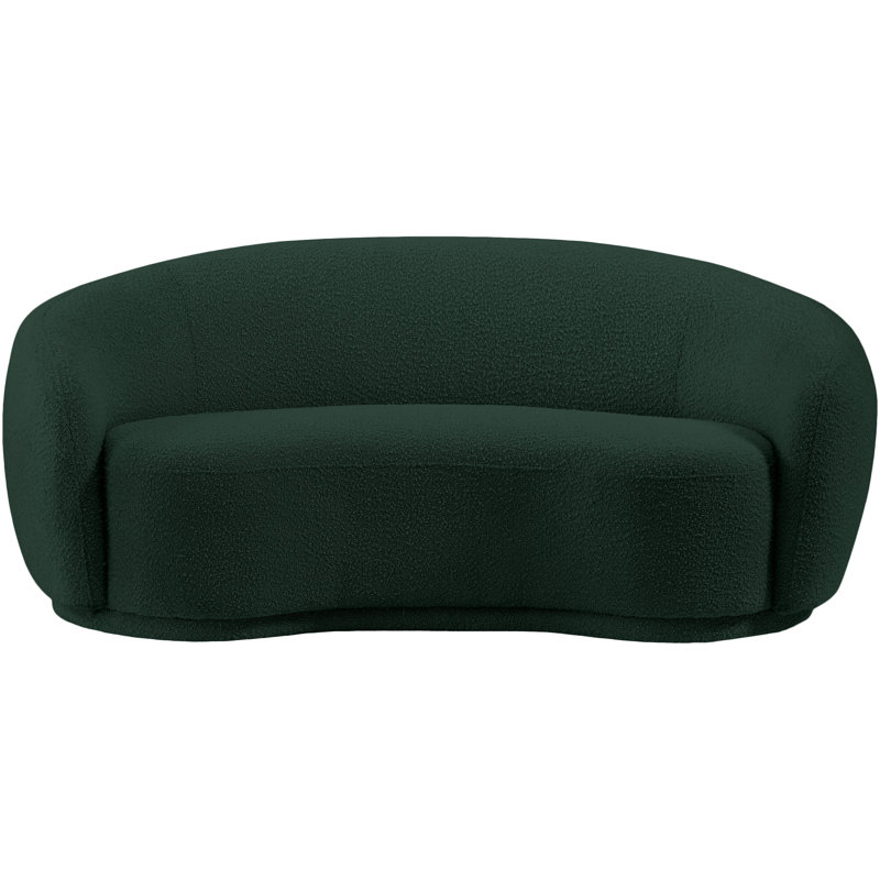 Canapé Chesterfield Hyde, Tissu bouclé vert, H 27,5 po x l 64 po x P 38 po