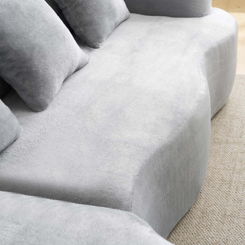 Canapé modulaire en L en chenille à compression complète avec méridienne incurvée pour une détente confortable dans les espaces de vie