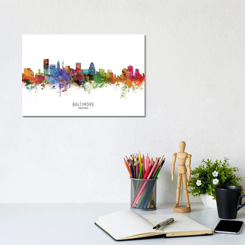 Baltimore Maryland Skyline by Michael Tompsett - Wrapped Canvas Print, 20.32 cm H x 30.48 cm W