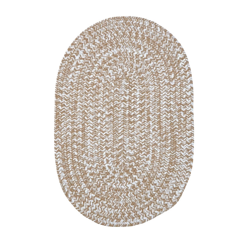 Tapis intérieur / extérieur en tweed beige / blanc Chadnick, Ovale 6 pi x 8 pi