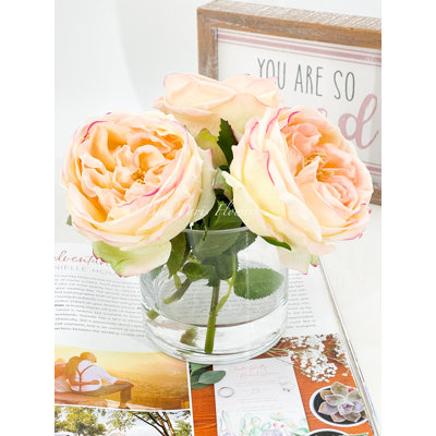 Austin Rose Arrangement Real Touch French Country Floral Artificial Centerpiece
