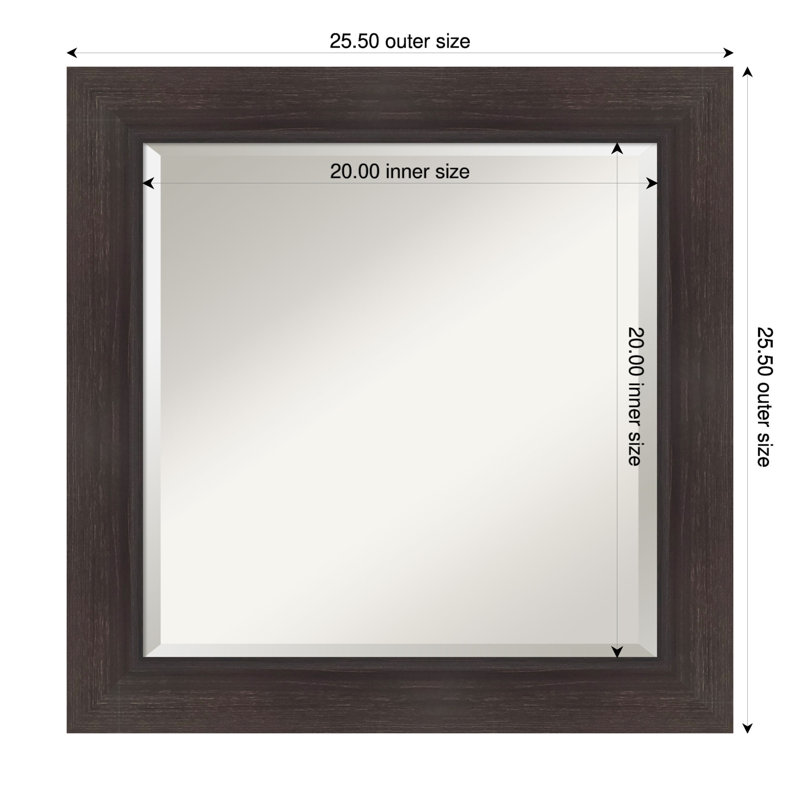 Miroir mural de salle de bain Sloped, 25,5 po x 25,5 po, Espresso