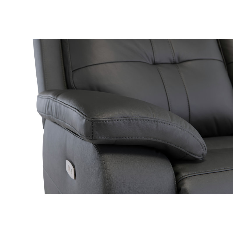 Genuine Leather Electric Recliner, Charcoal