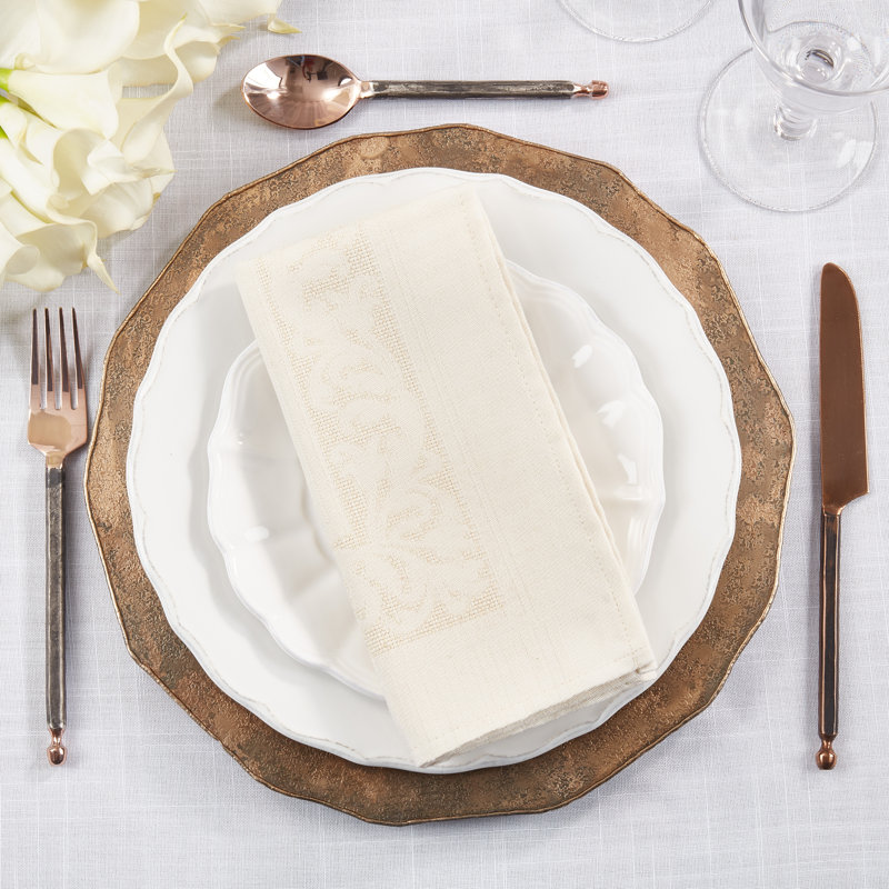 Clementine Collection Polyester Floral Square Napkin