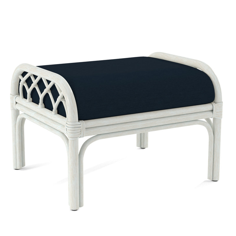 Edgewater Ottoman, Bisque, White Performance Fabric; 0851-94