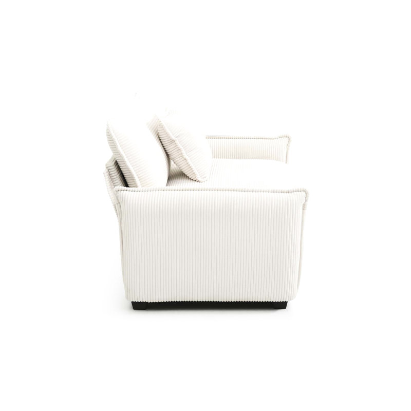 Ensemble de 3 chaises confortables en velours côtelé beige pour une ambiance douillette