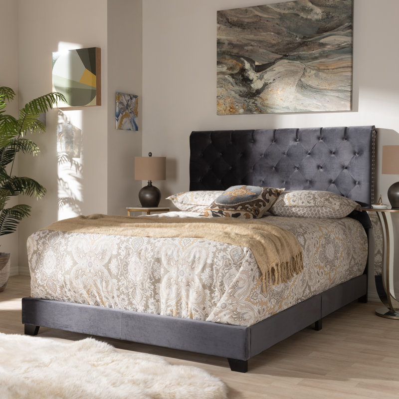 Colleyville Upholstered Standard Bed, Dark Gray, Queen