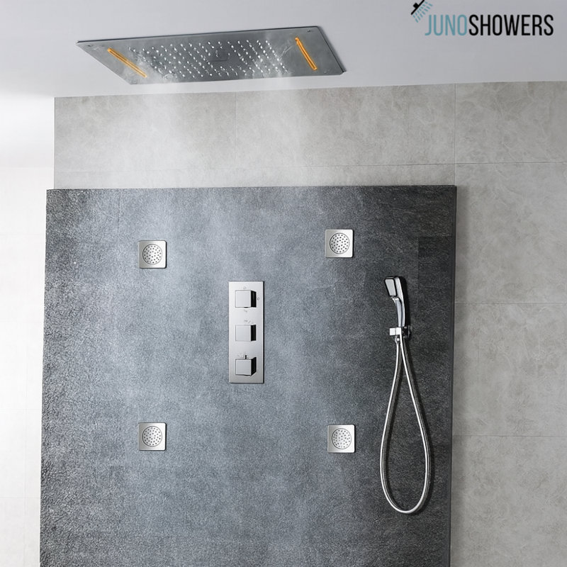 6 Function Juno Super Luxury Ceiling Mount Shower Head LED Large Shower System