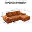 Canapé modulaire moderne en chenille orange surdimensionné en forme de L pour les espaces de vie