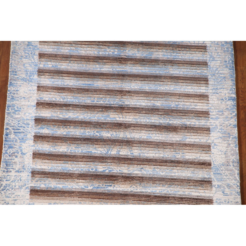 Tapis rayé à motif abstrait moderne 4 x 6