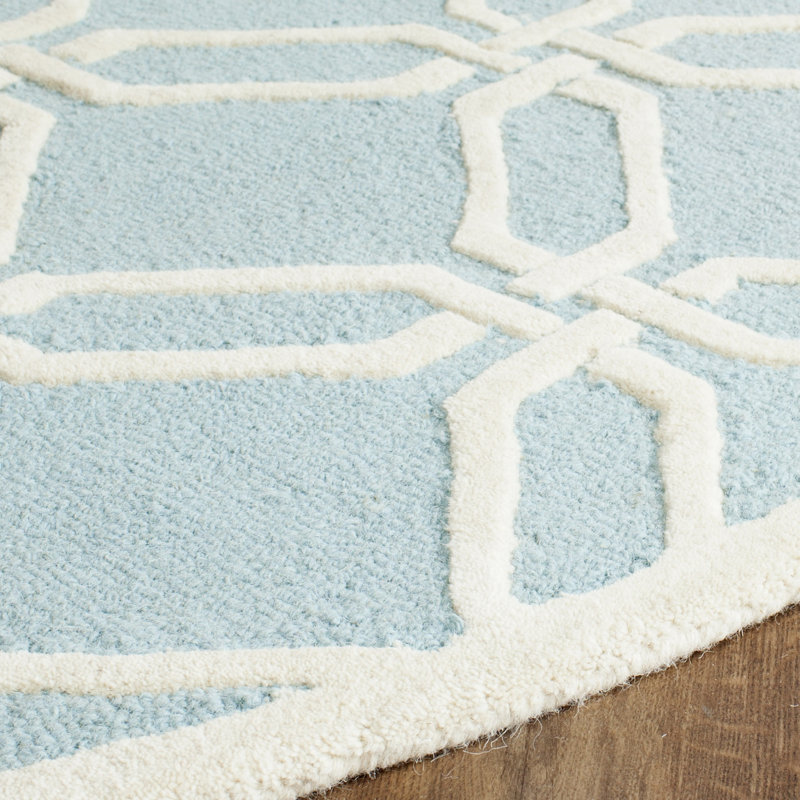 Deedgra Hand Tufted Wool Geometric Rug, Round 6'