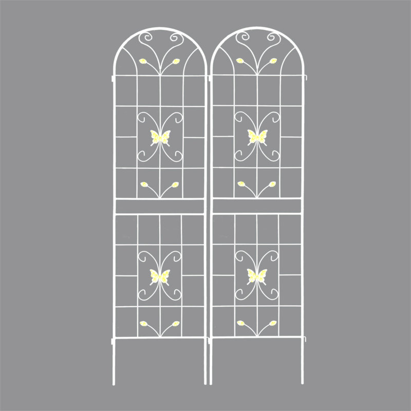 Ensemble de 2 treillis de jardin en métal 86,7 "x 19,7" antirouille pour plantes grimpantes, Cream White