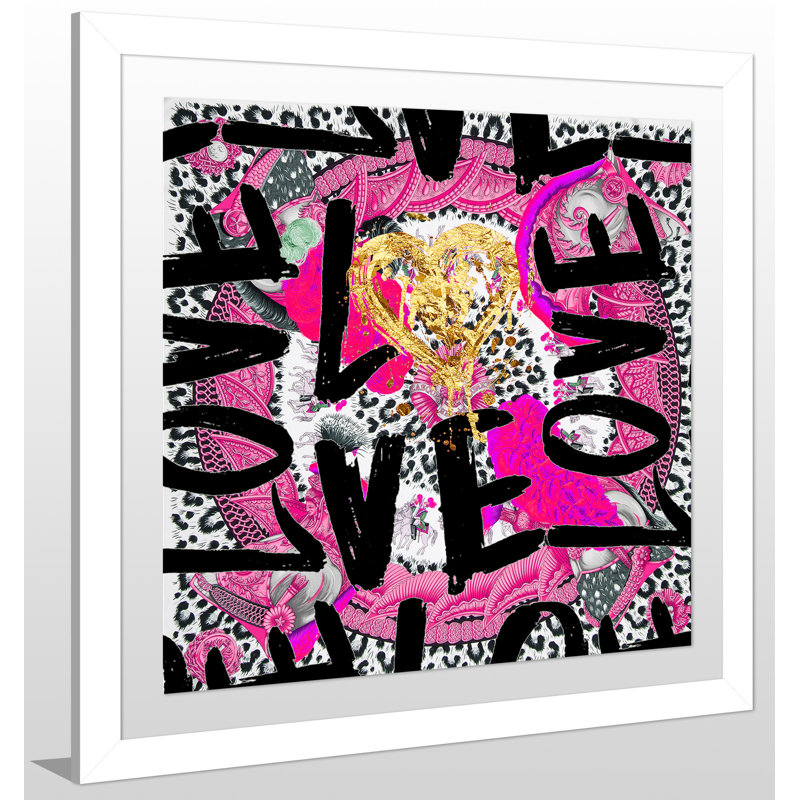 «Love Me in Pink», impression, H 27,5 po x l 27,5 po x P 0,75 po, Avec cadre en plexiglas noir