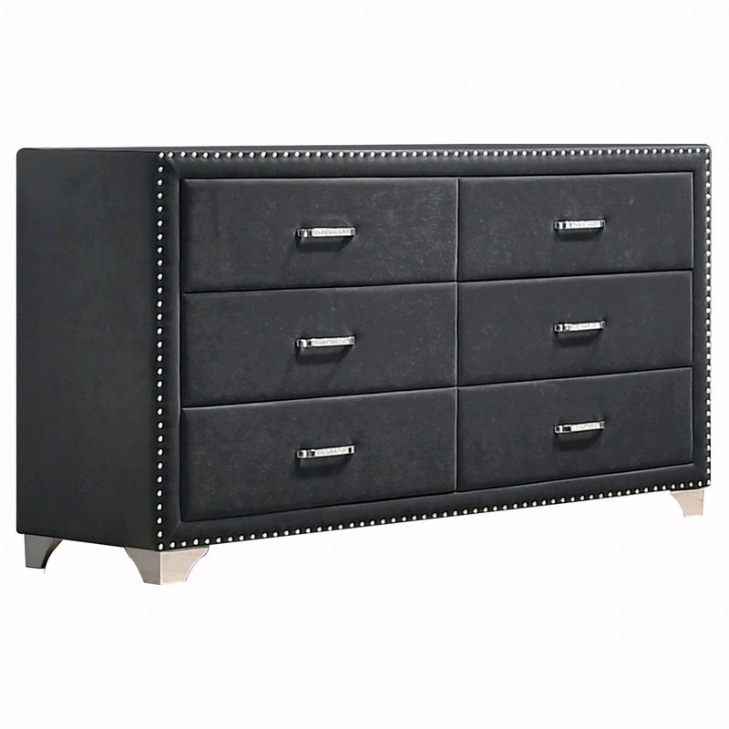 Commode rembourrée 6 tiroirs, Gris