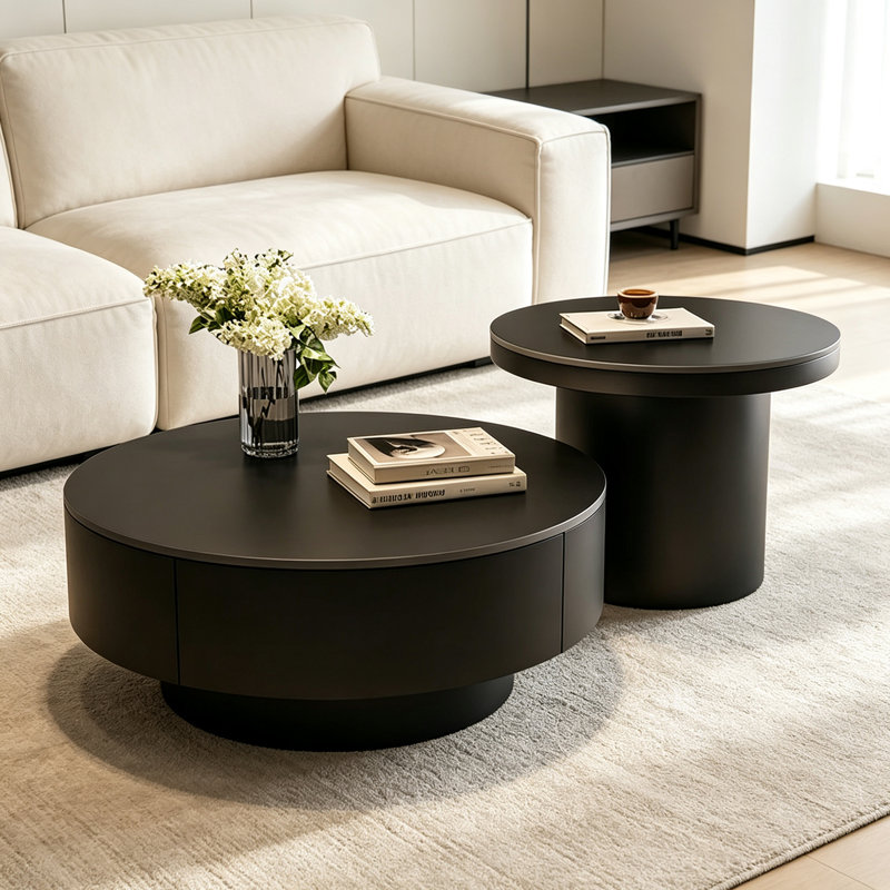 Table basse de luxe à l'italienne, Noir, Couleur unie