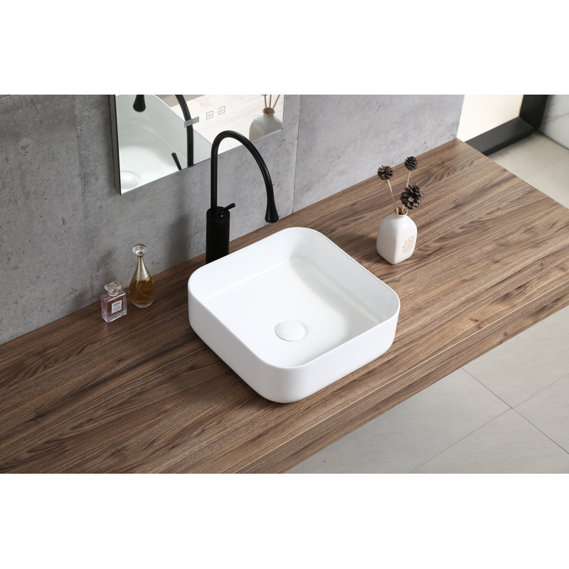 Lavabo de comptoir carré à finition carrée (finition blanche) d'Uswa Certifié CUPC