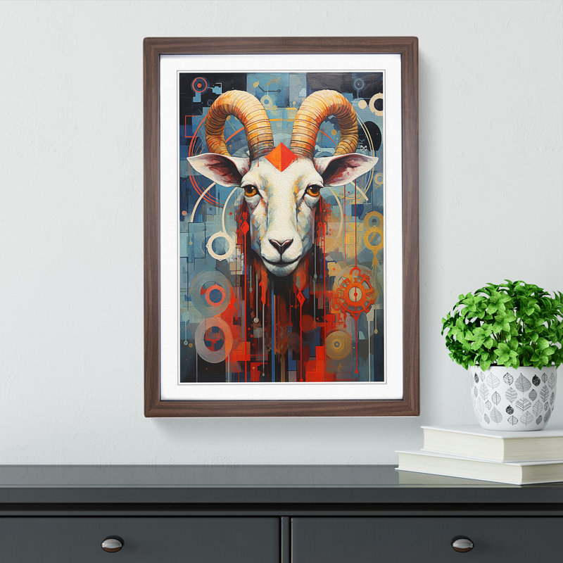 Goat Constructivism No.2 - Framed Print, Walnut, 34cm H x 25cm W x 2cm D