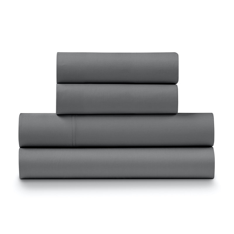  100% Cotton Percale Crisp and Cool Sheet Set (4 PC.), Full, Charcoal
