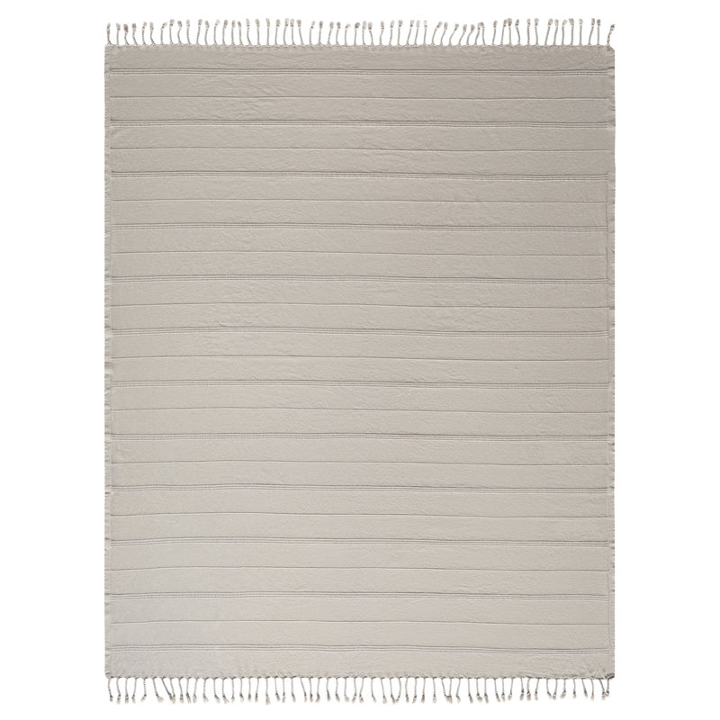 Jeté rayé 100% coton Dafina, Taupe