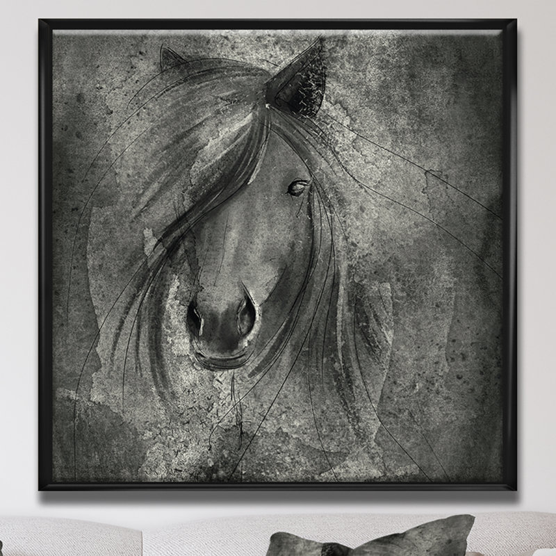 Campagne équestre IV-reproduction d’art sur toile, H 46 po x l 46 po x P 1,5 po, Cadre flottant noir