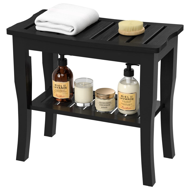 18.98'' W Bamboo Shower Bench, Black