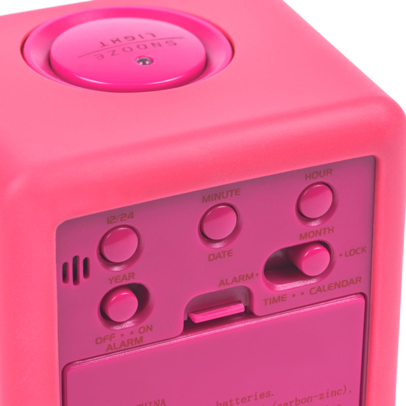 Digital Soft Cube Alarm Tabletop Clock in Pink