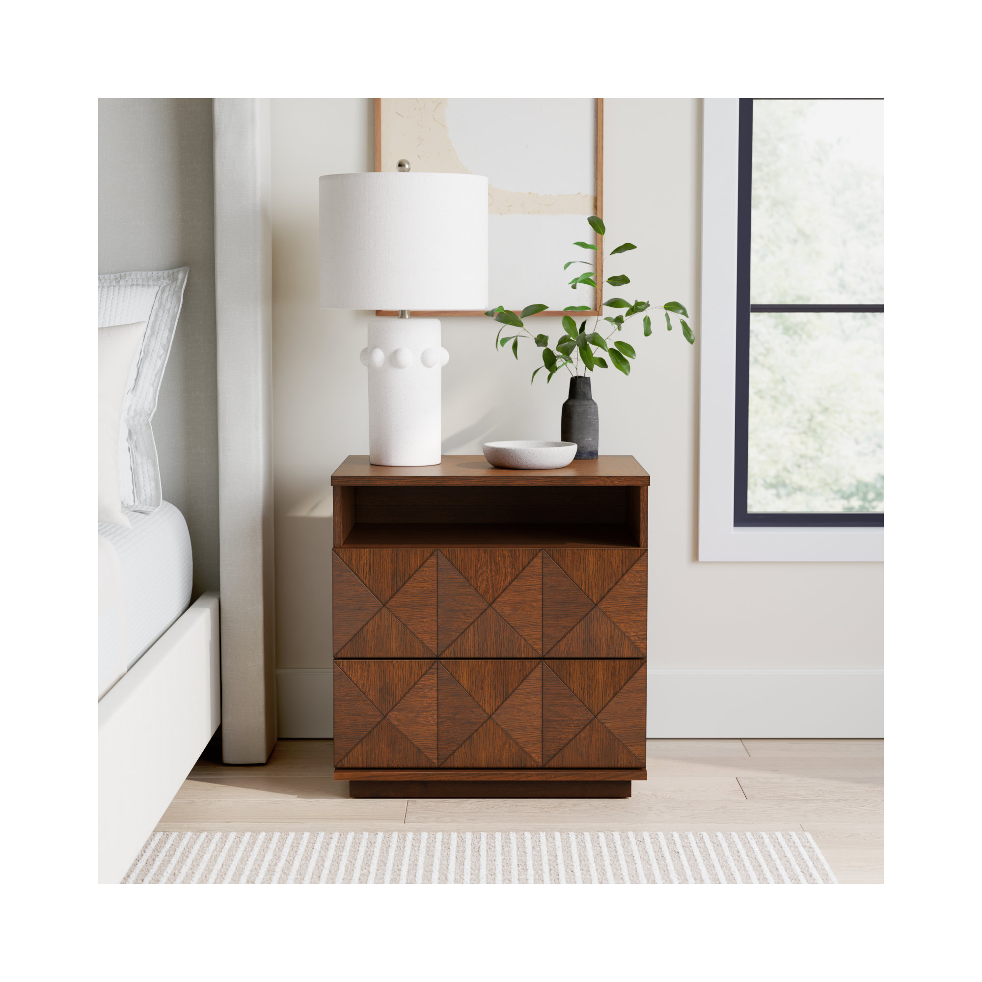 Iriye 2 - Drawer 23.6" Nightstand, Walnut