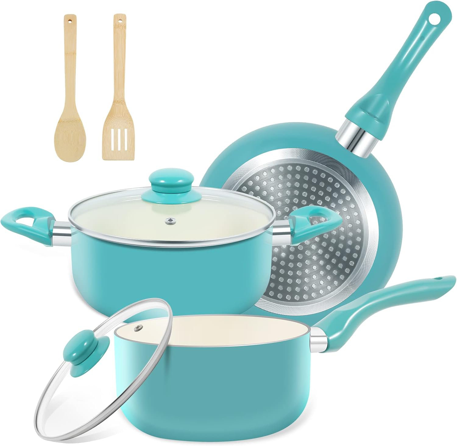 Stock Preferred 7-piece Nonstick Cookware Set Turquoise | Wayfair