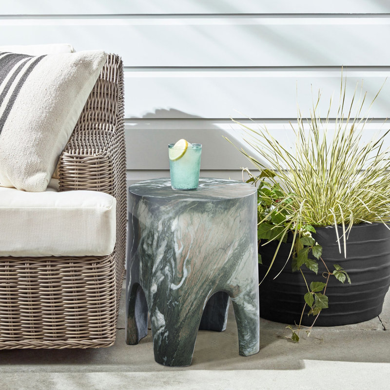 Foligno Finished Indoor / Outdoor Concrete End Table, Green