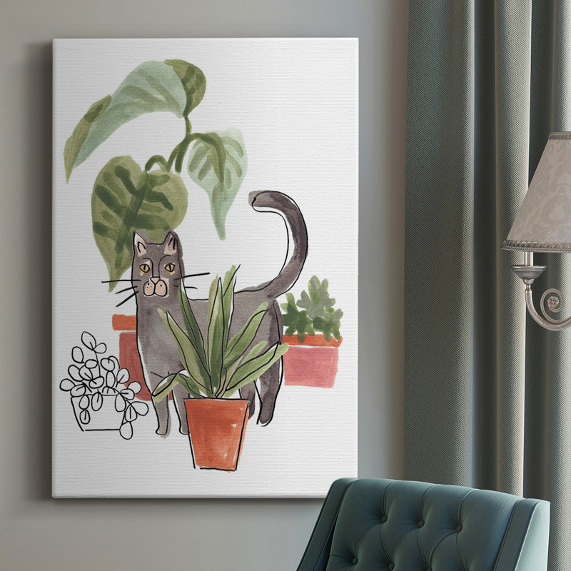 Purrfect Plants I - Wrapped Canvas Print, 18" H x 12" W x  1.5" D