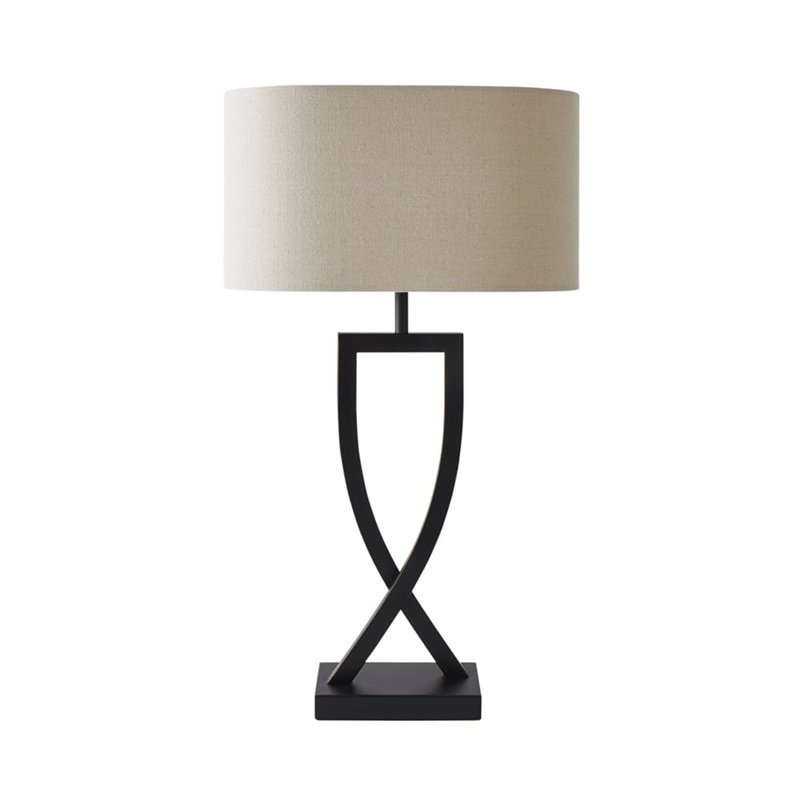 Metal Table Lamp, Black, Beige