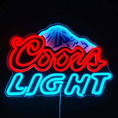 Enseigne au néon bière avec enseignes lumineuses à barres DEL pour décor de grotte avec impression de motif de montagne Chill Mountain Home Bar