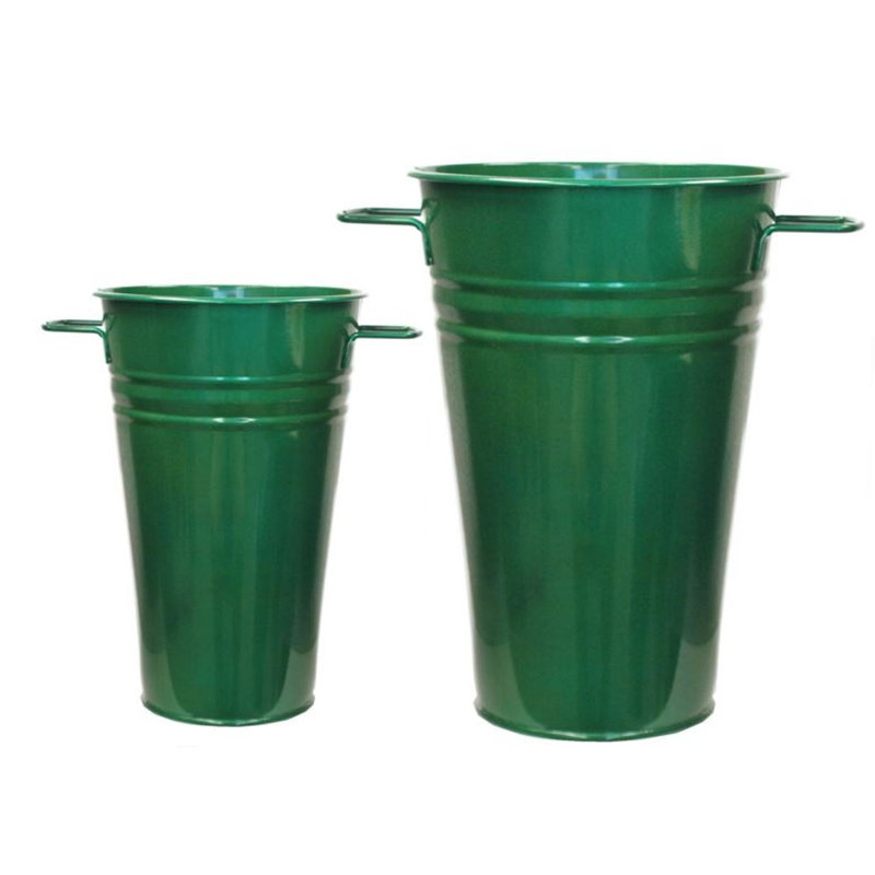 Lawton Handmade Metal Table Vase, Glazed Green