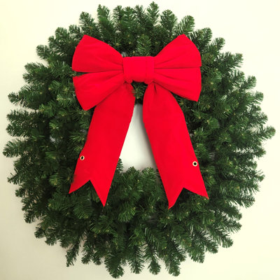 Couronne de Noël 36 po avec grand nœud rouge